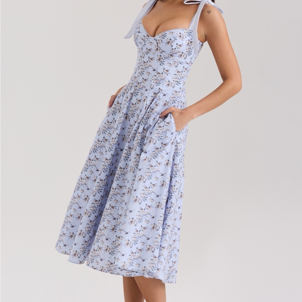 House of CB Light Blue Floral Midi Dress